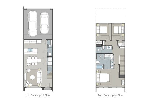 Floor plan for 3 beds, 2.5 baths, 1539 sqft